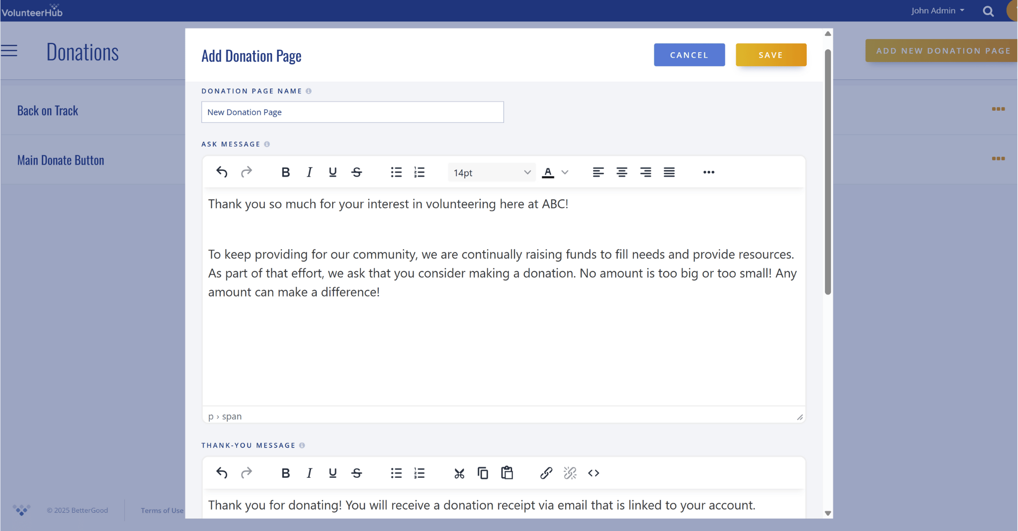Add a Donation Page