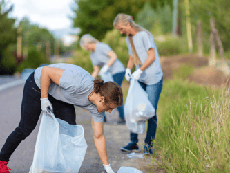 Mandatory Volunteers Picking Up Trash