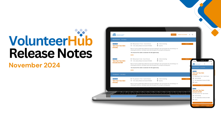 VolunteerHub November 2023 Release Notes