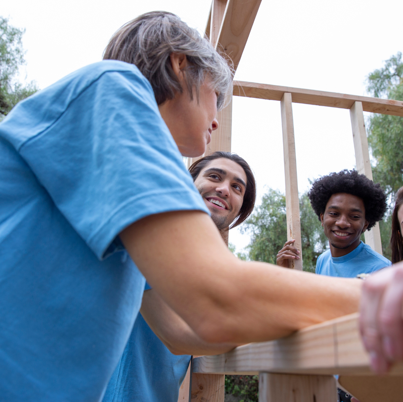 Habitat for Humanity Public Service Volunteers Building a House