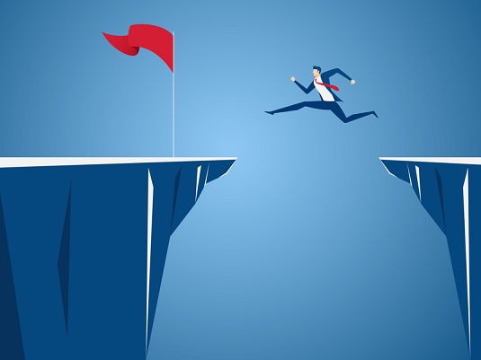 illustration of a man jumping over a gap