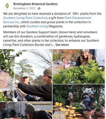 Birmingham Botanical Garden Facebook Post