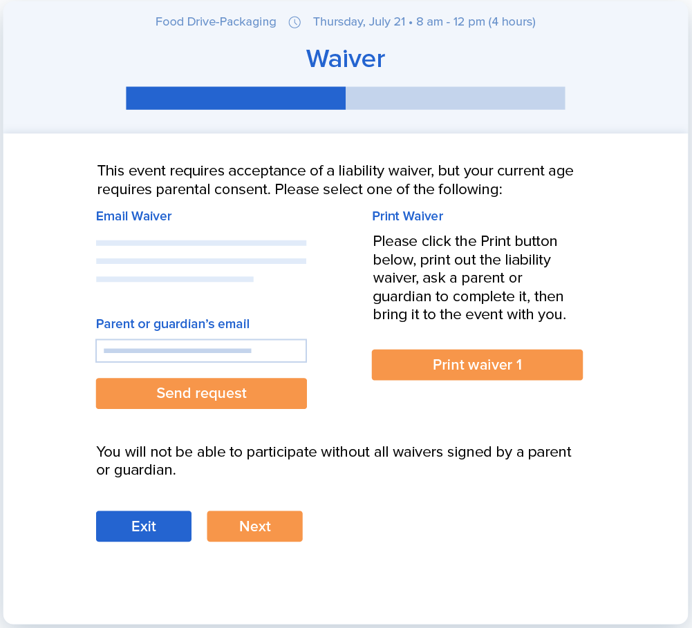Parental Liability Waivers in VolunteerHub