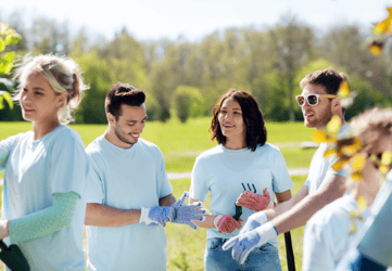Volunteers working together