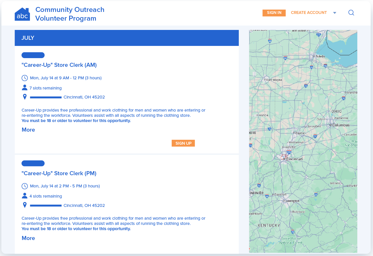 Volunteer Scheduling Image 1A