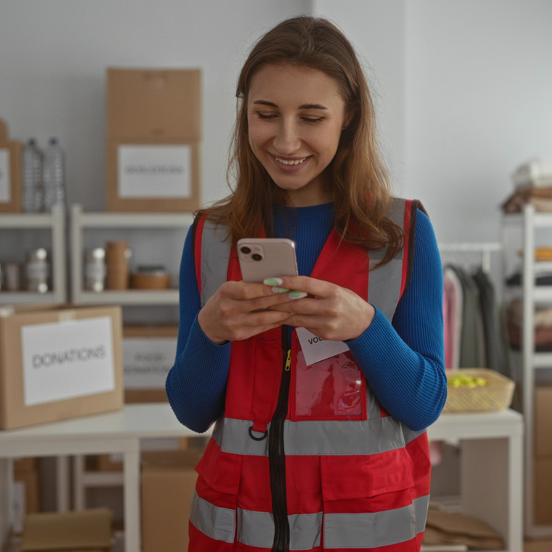 Volunteer on Mobile Phone