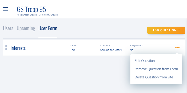 edit form questions in VolunteerHub