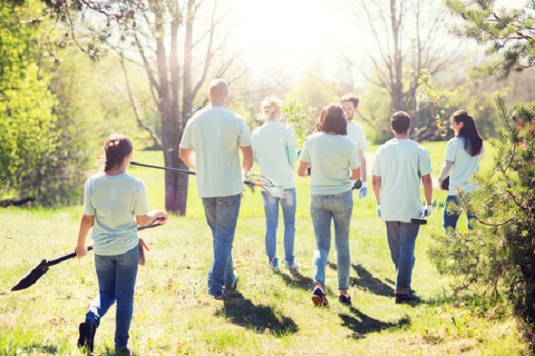 volunteers working outdoors